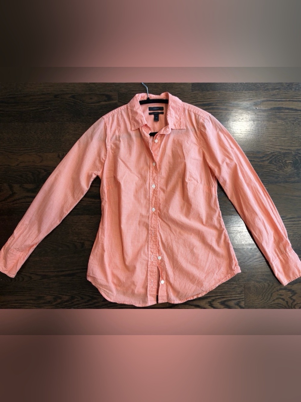 J. Crew Women’s Perfect Fit Orange Gingham Long-Sleeve Button-Down Shirt
